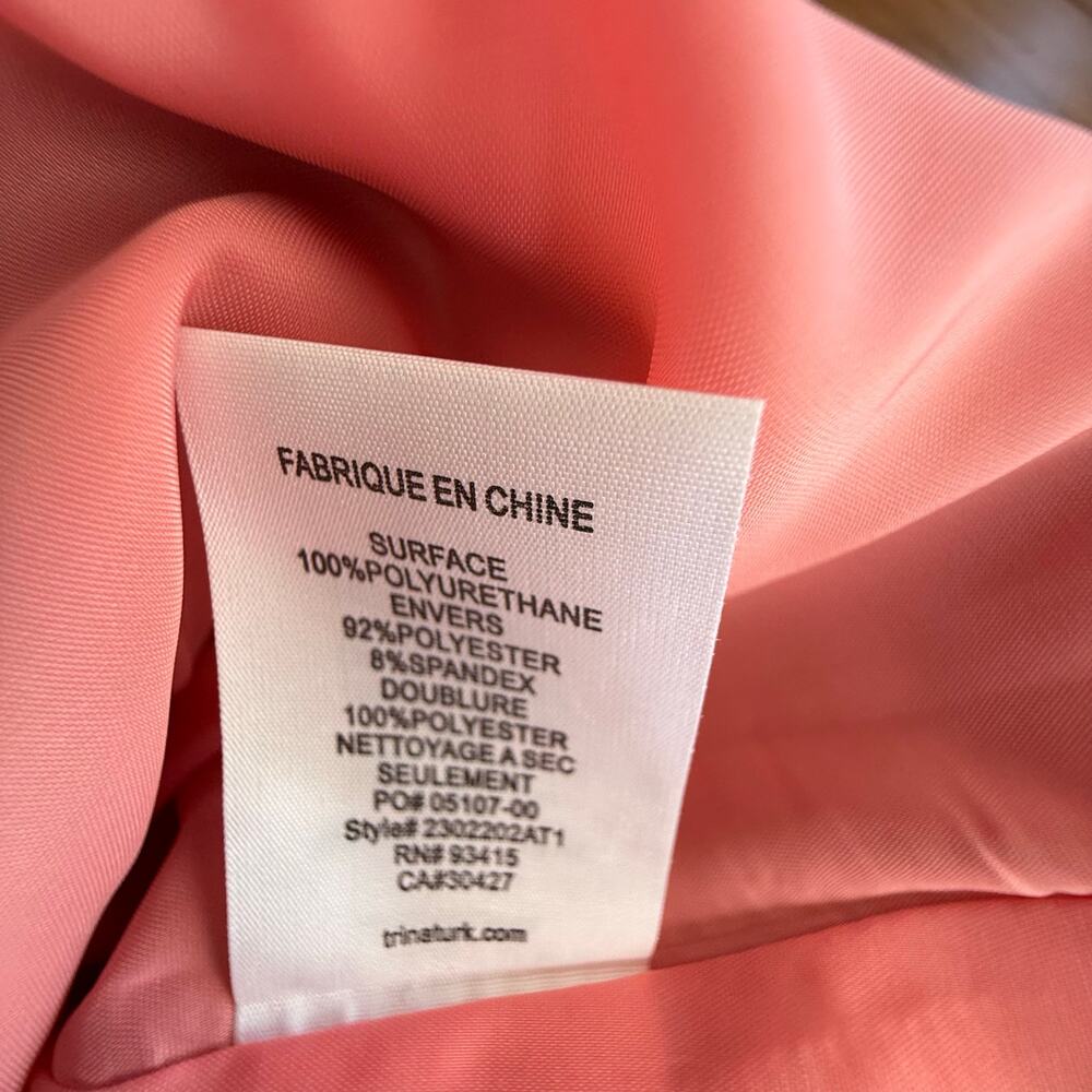 Trina Turk NWT Andre Pink‎ Faux Patent Leather Jacket Sz 8 - Picture 10 of 15